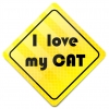 Naklejka Odblaskowa / Sticker I Love my Cat Żółty