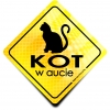 Naklejka Odblaskowa / Sticker Kot w aucie Żółty