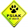Naklejka Odblaskowa / Sticker Psiak w aucie Neon