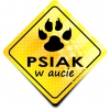 Naklejka Odblaskowa / Sticker Psiak w aucie Żółty