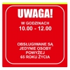 Tabliczka Informacyjna 20cm Obsługa Seniorów