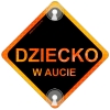Tabliczka odblaskowa z przyssawkami Dziecko w aucie Orange