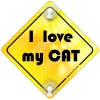 Tabliczka odblaskowa z przyssawkami I Love my Cat Żółty
