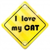 Tabliczka odblaskowa z przyssawkami I Love my Cat Żółty