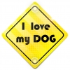 Tabliczka odblaskowa z przyssawkami I Love my Dog Żółty