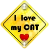 Tabliczka odblaskowa z przyssawkami I love my Cat Żółty Tabliczka odblaskowa z przyssawkami I love my Cat Żółty
