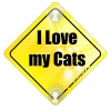 Tabliczka odblaskowa z przyssawkami I love my Cats Żółty