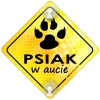 Tabliczka odblaskowa z przyssawkami Psiak w aucie Żółty