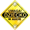 Tabliczka odblaskowa z przyssawkami Uwaga Dziecko w Aucie Żółty Tabliczka odblaskowa z przyssawkami Uwaga Dziecko w Aucie Żółty