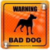 Tabliczka odblaskowa z przyssawkami Warning Bad Dog Orange