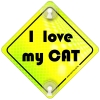 Tabliczka odblaskowa z przyssawkami I love my Cat Neon