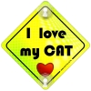 Tabliczka odblaskowa z przyssawkami I love my Cat Neon