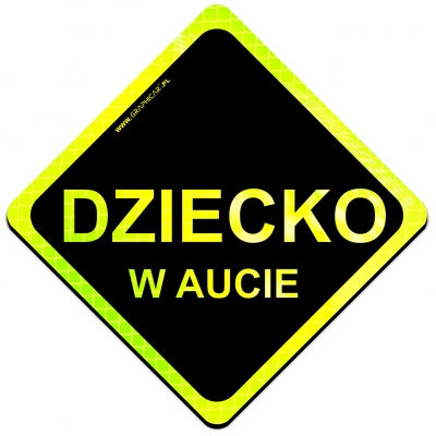 Magnes Odblaskowy Dziecko w aucie Neon