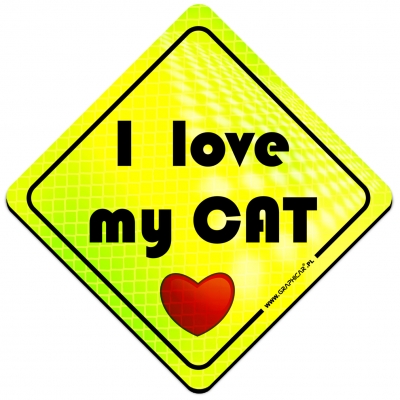 Magnes Odblaskowy I Love my Cat Neon