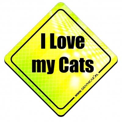Magnes Odblaskowy I Love my Cats Neon