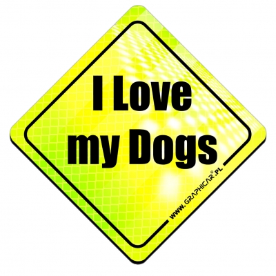 Magnes Odblaskowy I Love my Dogs Neon