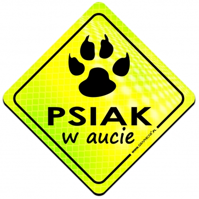 Magnes Odblaskowy Psiak w aucie Neon