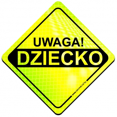 Magnes Odblaskowy Uwaga Dziecko Neon