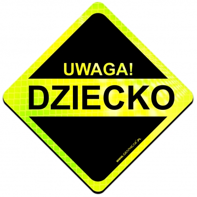 Magnes Odblaskowy Uwaga Dziecko Neon
