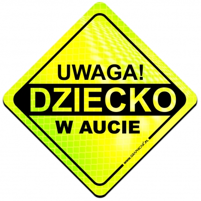 Magnes Odblaskowy Uwaga Dziecko w aucie Neon