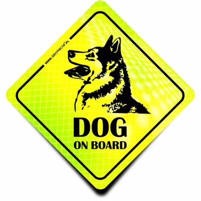 Naklejka Odblaskowa / Sticker Dog on Board Neon