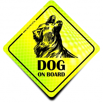 Naklejka Odblaskowa / Sticker Dog on Board Neon