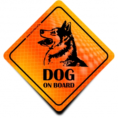 Naklejka Odblaskowa / Sticker Dog on Board Orange