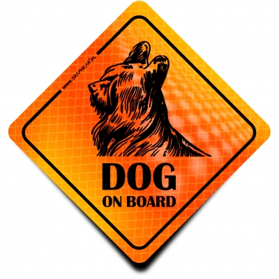 Naklejka Odblaskowa / Sticker Dog on Board Orange