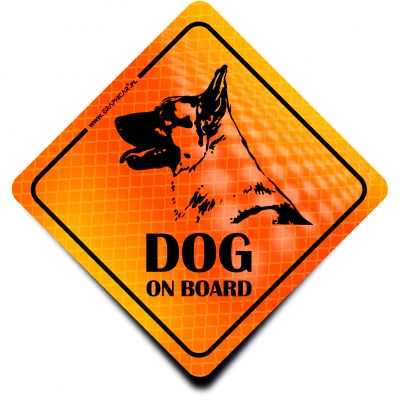 Naklejka Odblaskowa / Sticker Dog on Board Orange