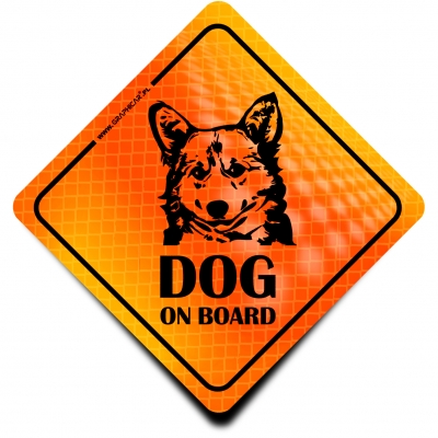 Naklejka Odblaskowa / Sticker Dog on Board Orange