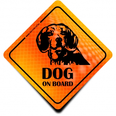 Naklejka Odblaskowa / Sticker Dog on Board Orange
