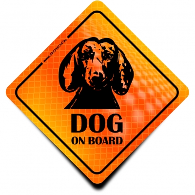 Naklejka Odblaskowa / Sticker Dog on Board Orange