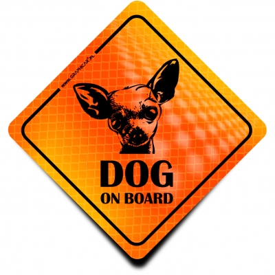 Naklejka Odblaskowa / Sticker Dog on Board Orange