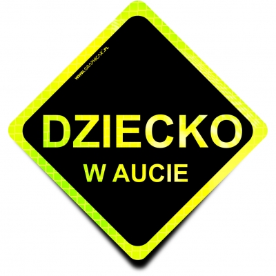 Naklejka Odblaskowa / Sticker Dziecko w Aucie Black Neon
