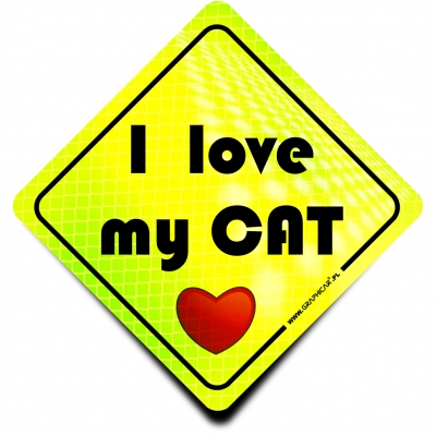 Naklejka Odblaskowa / Sticker I Love My Cat Neon