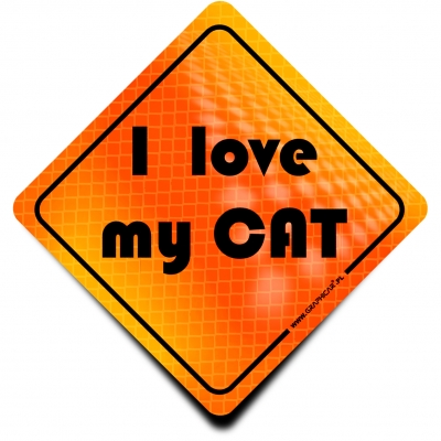Naklejka Odblaskowa / Sticker I Love My Cat Orange
