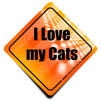 Naklejka Odblaskowa / Sticker I Love My Cats Orange