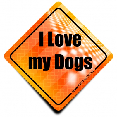 Naklejka Odblaskowa / Sticker I Love My Dogs Orange