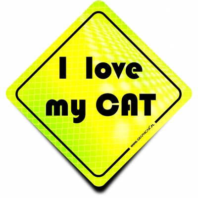 Naklejka Odblaskowa / Sticker I Love my Cat Neon
