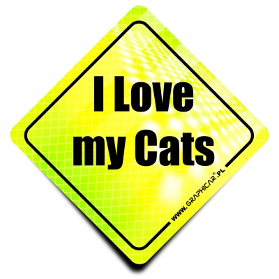Naklejka Odblaskowa / Sticker I love my Cats Neon