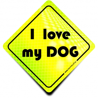 Naklejka Odblaskowa / Sticker I love my Dog Neon