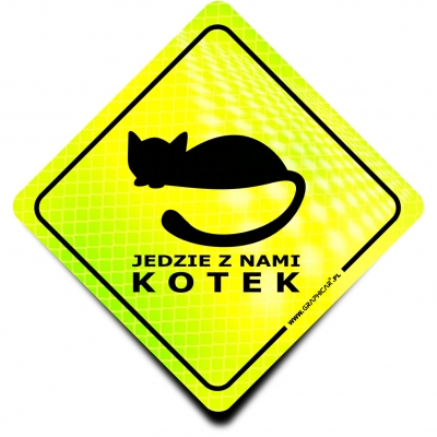 Naklejka Odblaskowa / Sticker Jedzie Kotek Neon