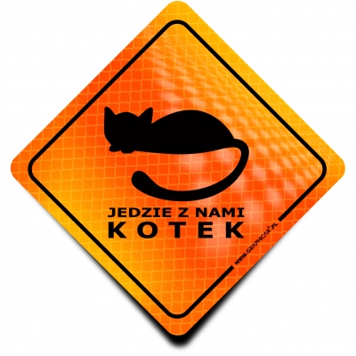 Naklejka Odblaskowa / Sticker Jedzie z Nami Kotek Orange