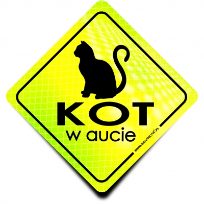 Naklejka Odblaskowa / Sticker Kot w aucie Neon