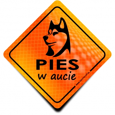 Naklejka Odblaskowa / Sticker Pies w Aucie Orange