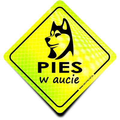 Naklejka Odblaskowa / Sticker Pies w aucie Neon