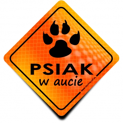 Naklejka Odblaskowa / Sticker Psiak w Aucie Orange