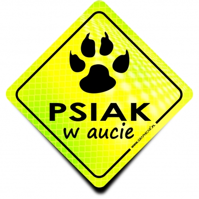 Naklejka Odblaskowa / Sticker Psiak w aucie Neon