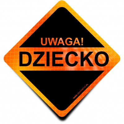Naklejka Odblaskowa / Sticker Uwaga Dziecko Orange
