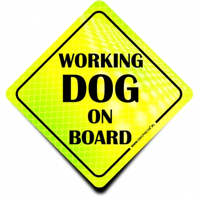 Naklejka Odblaskowa / Sticker Working Dog on Board Neon